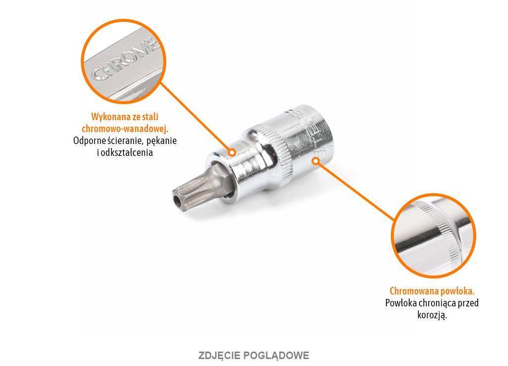 Klucz nasadowy 1/2" z bitem TORX T20x55 mm - z otworem, S2/CR-V, Teger - zdjęcie 2