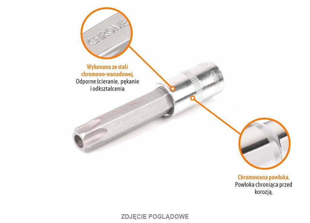 Klucz nasadowy 1/2" z bitem TORX T70x100 mm - z otworem, S2/CR-V, Teger - zdjęcie 2