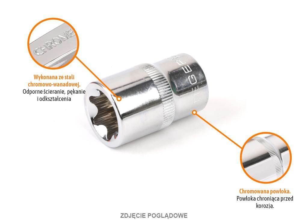 Klucz nasadowy 1/2" TORX E24, CR-V, Teger T-W-KNT509 - zdjęcie 2