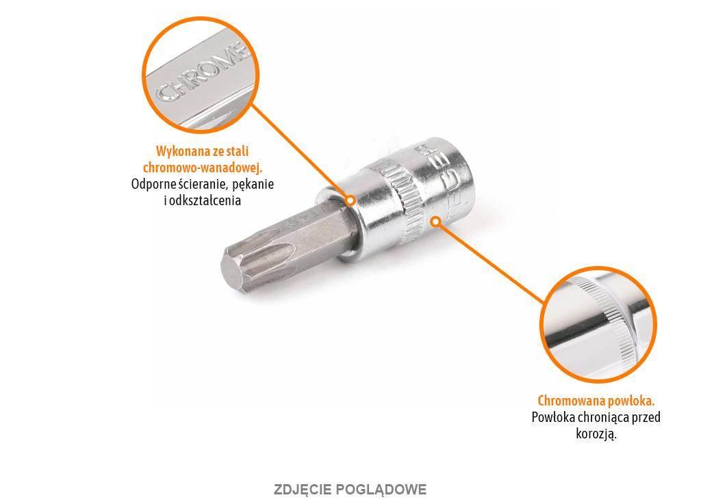 Klucz nasadowy 1/4" z bitem TORX T15x37 mm, S2/CR-V, Teger T-W-KNT604 - zdjęcie 2
