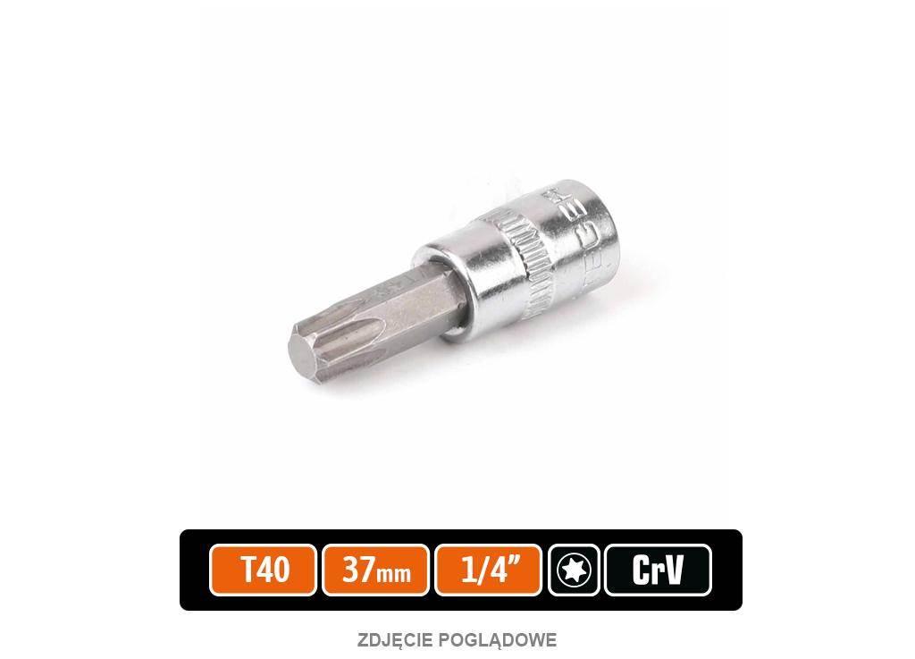 Klucz nasadowy 1/4" z bitem TORX T40x37 mm, S2/CR-V, Teger T-W-KNT609