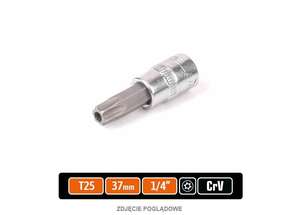 Klucz nasadowy 1/4" z bitem TORX T25x37 mm - z otworem, S2/CR-V, Teger