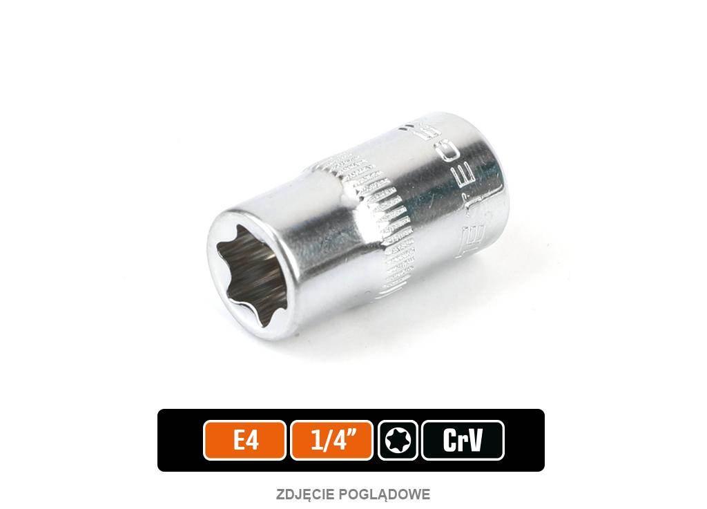 Klucz nasadowy 1/4" TORX E4, CR-V, Teger T-W-KNT801