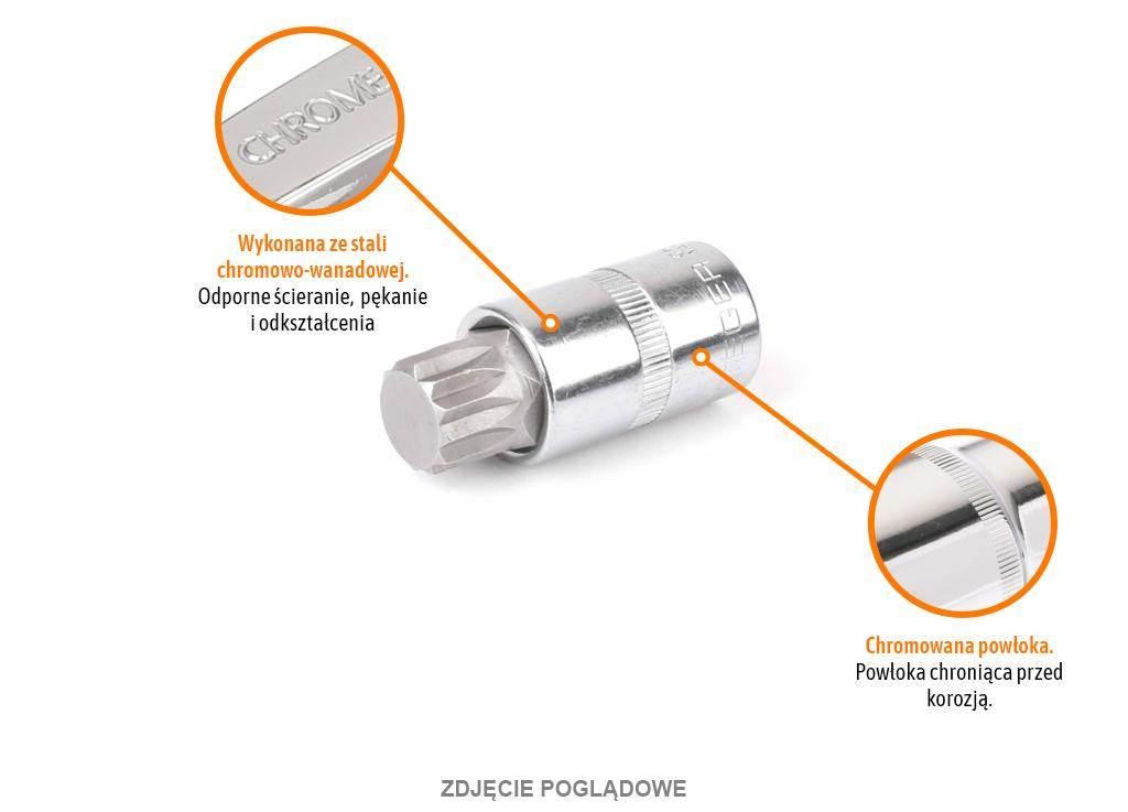 Klucz nasadowy 1/2" z bitem SPLINE M10x55 mm, S2/CR-V, Teger T-W-KNSP104 - zdjęcie 2