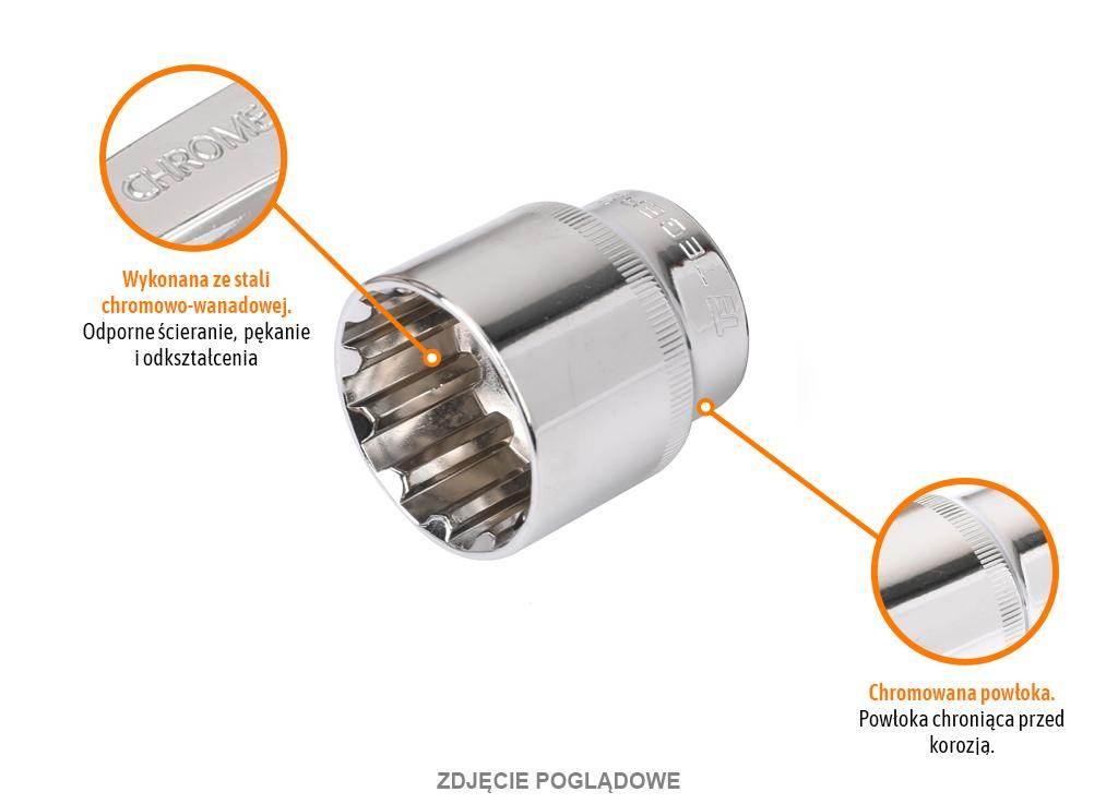 Klucz nasadowy 1/2" SPLINE 21 mm, CR-V, Teger T-W-KNSP314 - zdjęcie 2