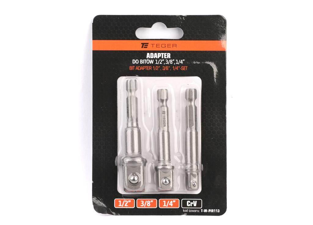 Adapter do bitów 1/2" 1/4" 3/8" (zestaw 3 szt.), CR-V, Teger T-W-PIR113