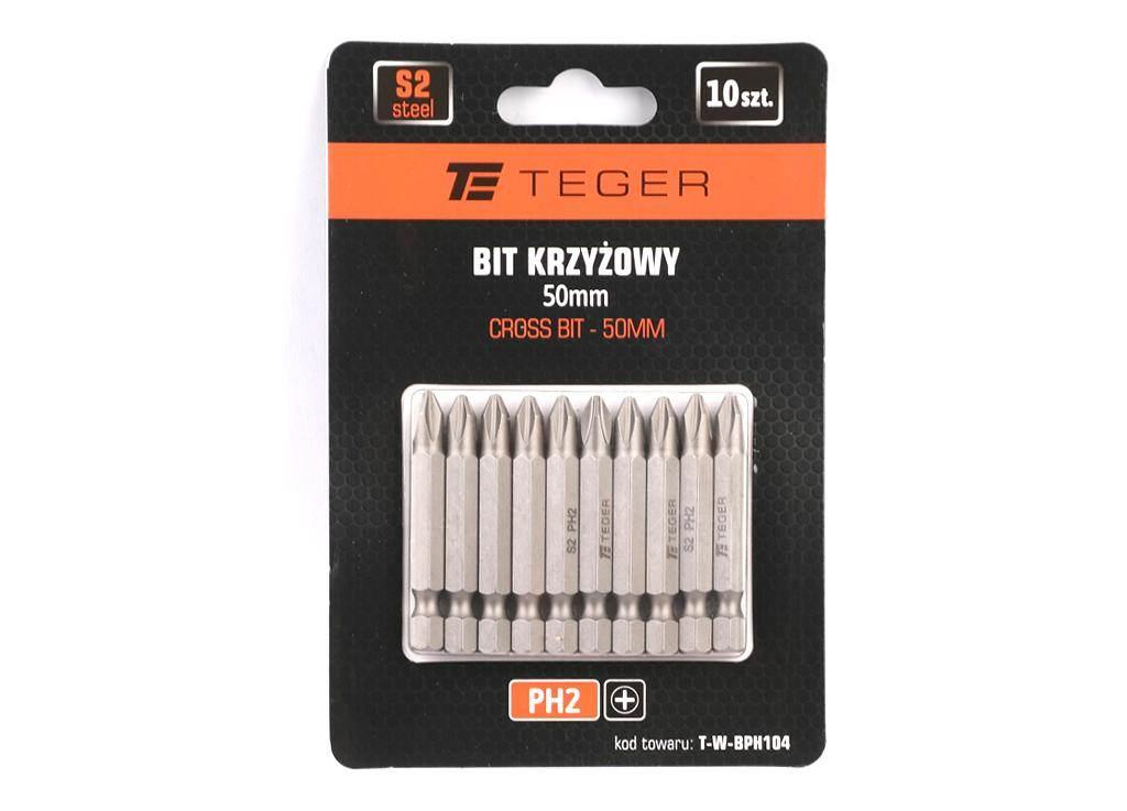 Bit krzyżowy PH 2x50 mm, (10 szt), S2, Teger T-W-BPH104