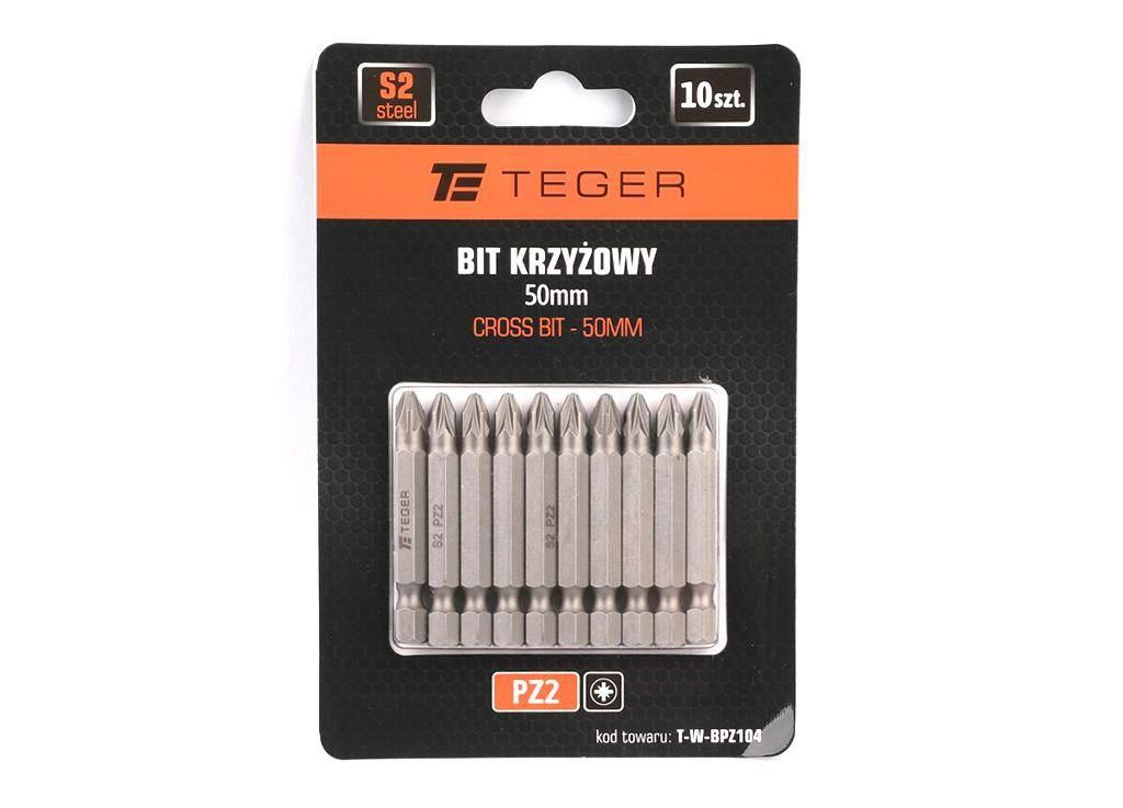 Bit krzyżowy PZ 2x50 mm, (10 szt), S2, Teger T-W-BPZ104