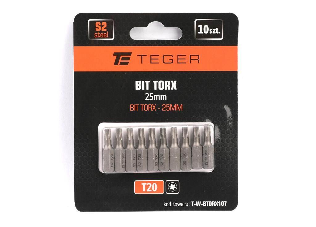Bit TORX T20x25 mm, (10 szt), S2, Teger T-W-BTORX107