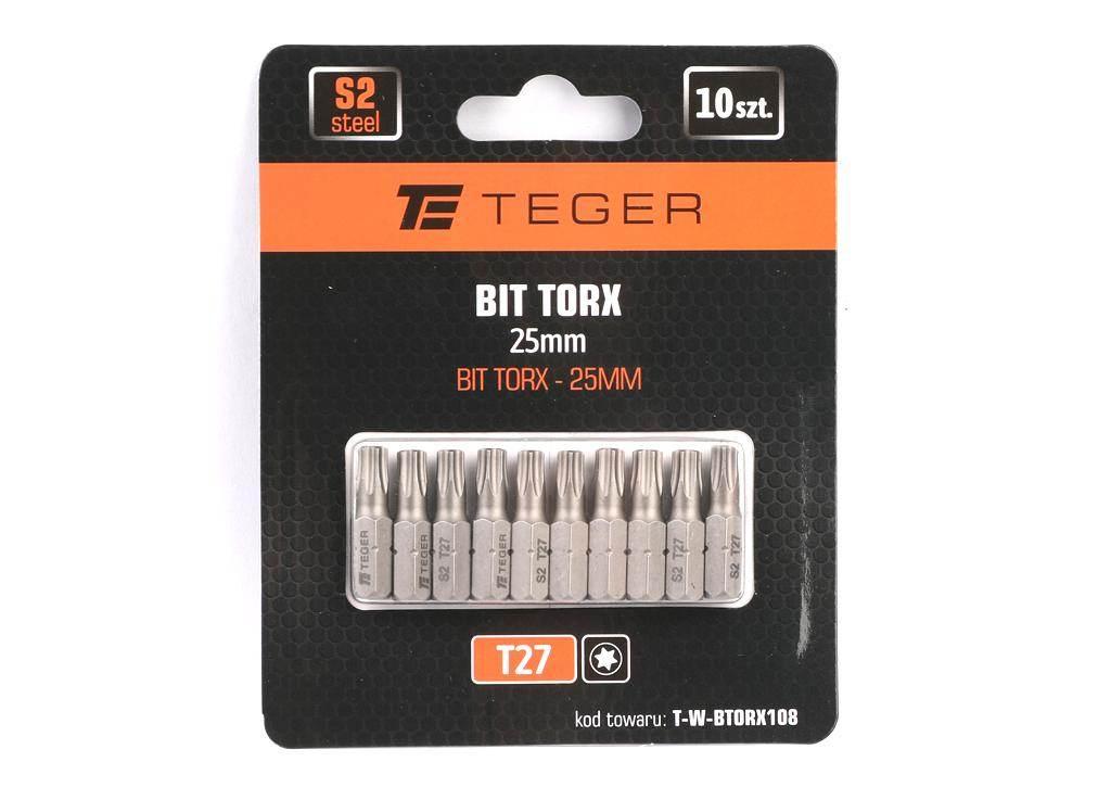 Bit TORX T27x25 mm, (10 szt), S2, Teger T-W-BTORX108