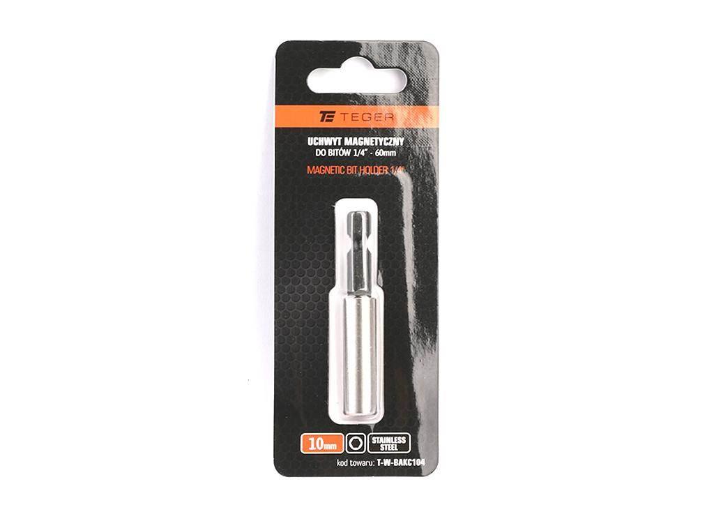 Uchwyt magnetyczny do bitów HEX 1/4" 10x60 mm, CR-V, Teger T-W-BAKC104