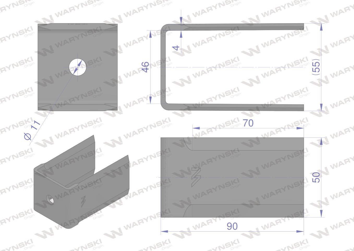 Nóż obrotowy sieczkarnia podwójny 90x50x4mm otwór 11 zastosowanie 1730717M2 - zdjęcie 3