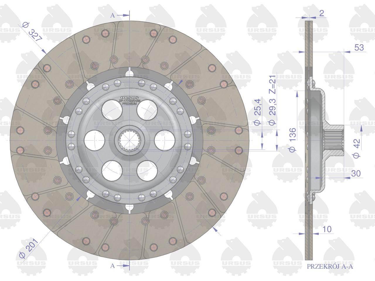 Tarcza sprzęgła drobny frez FI-327. Z-21. 13" MF-4 PREMIUM ORYGINAŁ URSUS - zdjęcie 3