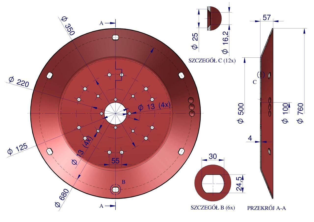 Talerz roboczy Kosiarka rotacyjna 1.65 m gr. 4mm Royal Farm RF-5036010370 - zdjęcie 3
