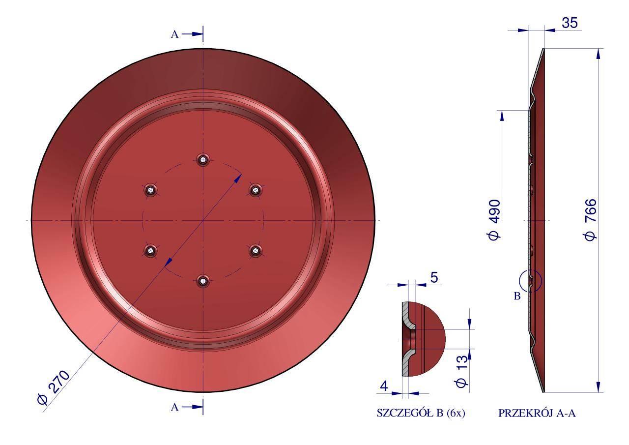 Talerz ślizgowy Kosiarka rotacyjna 1.65 m gr. 4mm Royal Farm RF-5036010520 - zdjęcie 5