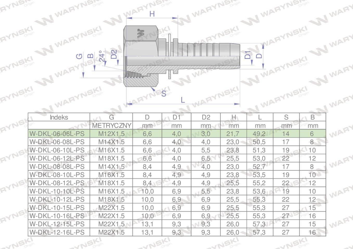 Zakucie hydrauliczne DKL DN06 06L M12x1.5 PREMIUM Waryński 25szt - zdjęcie 4