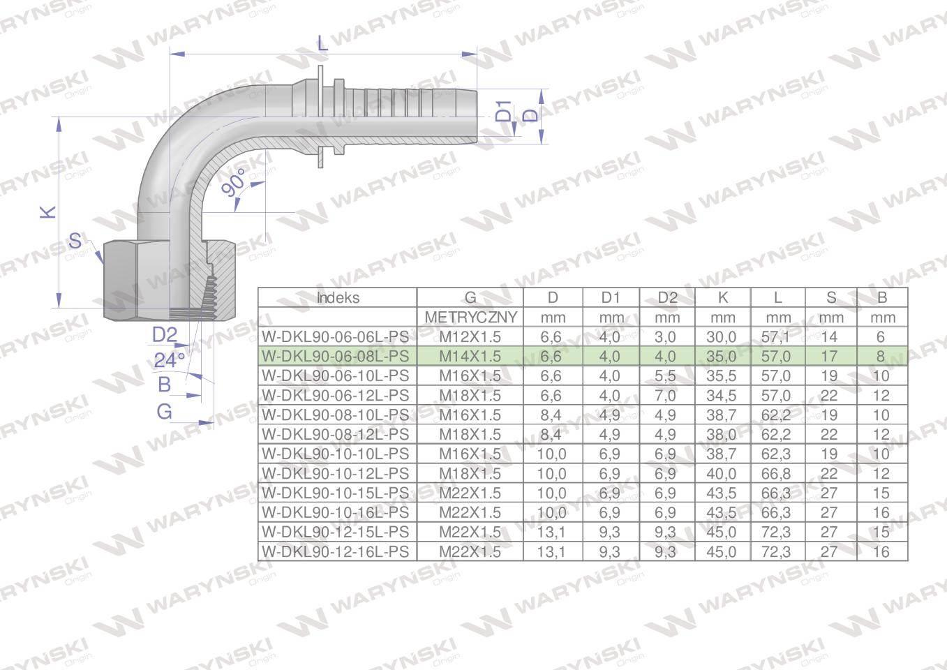Zakucie hydrauliczne DKL90 DN06 08L M14x1.5 PREMIUM Waryński 10szt - zdjęcie 4