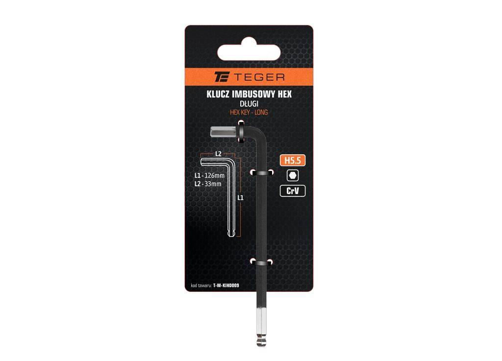 Klucz imbusowy HEX H5.5 - DŁUGI / TEGER T-W-KIHD009 - zdjęcie 2