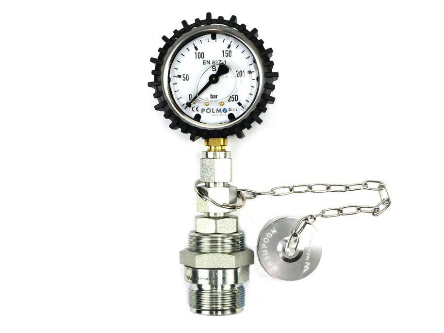 Zestaw pomiarowy ciśnienia hydrauliki z manometrem 250 bar gniazdo skręcane