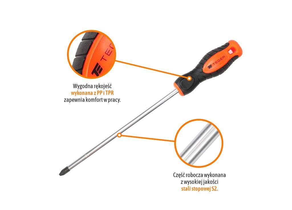 Wkrętak krzyżowy PH 3x200mm /TEGER T-W-WKK006 - zdjęcie 3