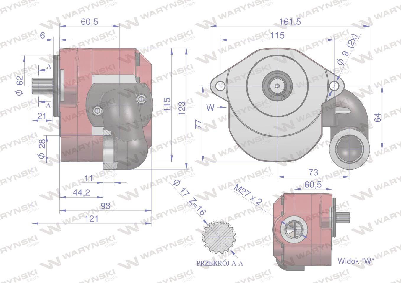 Pompa hydraulicznaC-385 (obroty lewe) 16Mpa w korpusie żeliwnym WARYŃSKI - zdjęcie 4