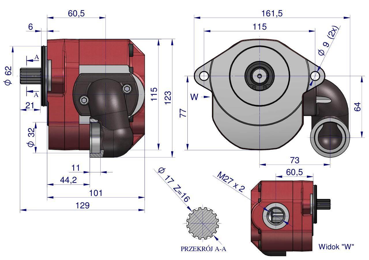Pompa hydrauliczna wzmocniona C-385 (obroty lewe) 16Mpa w korpusie żeliwnym - zdjęcie 4