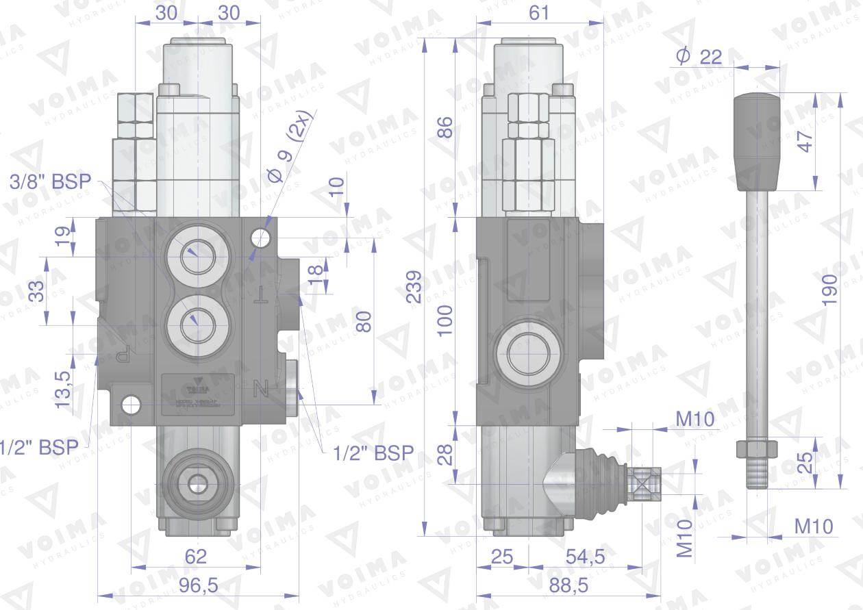 Rozdzielacz hydrauliczny 1-sekcyjny 40L z sekcją pływającą VOIMA V-R40L-1P - zdjęcie 3