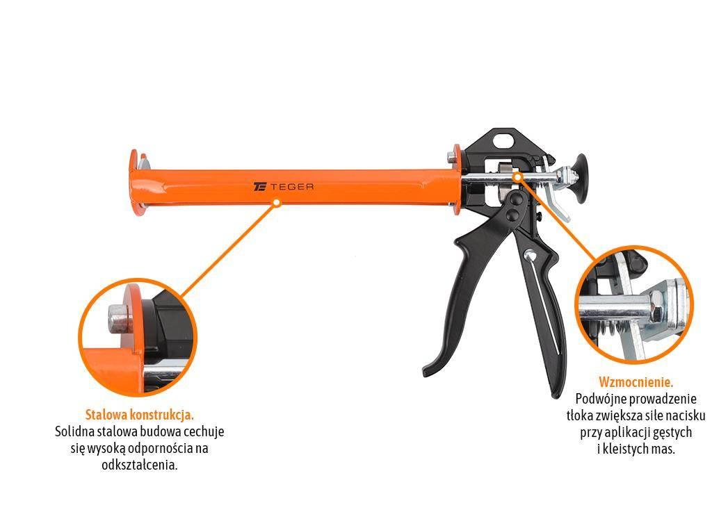 Wyciskacz do mas silikonowych 245 mm - bez blokady wypływu masy - wzmocnion - zdjęcie 2