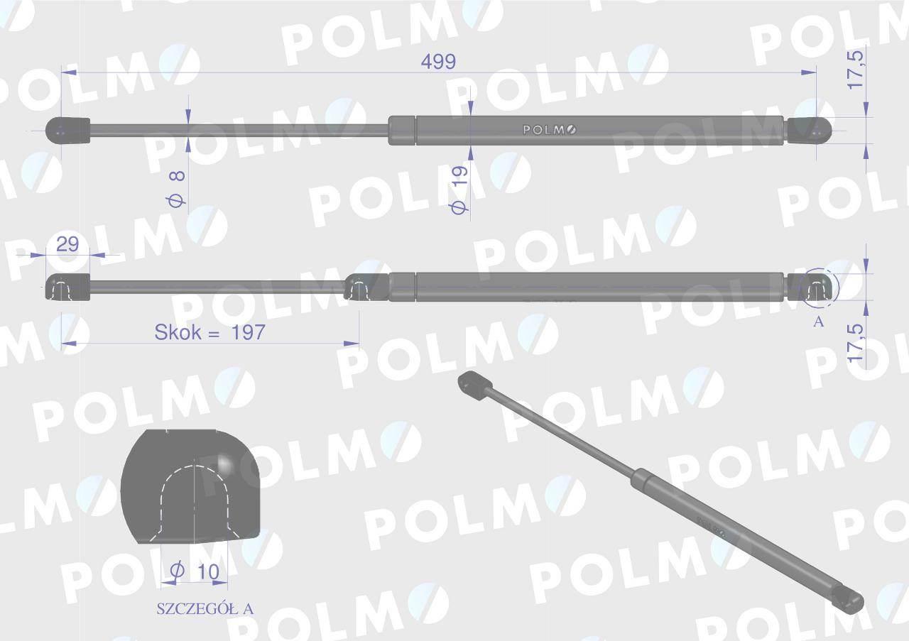 Siłownik drzwi Case 3301488M9 POLMO 3301488M9P - zdjęcie 2