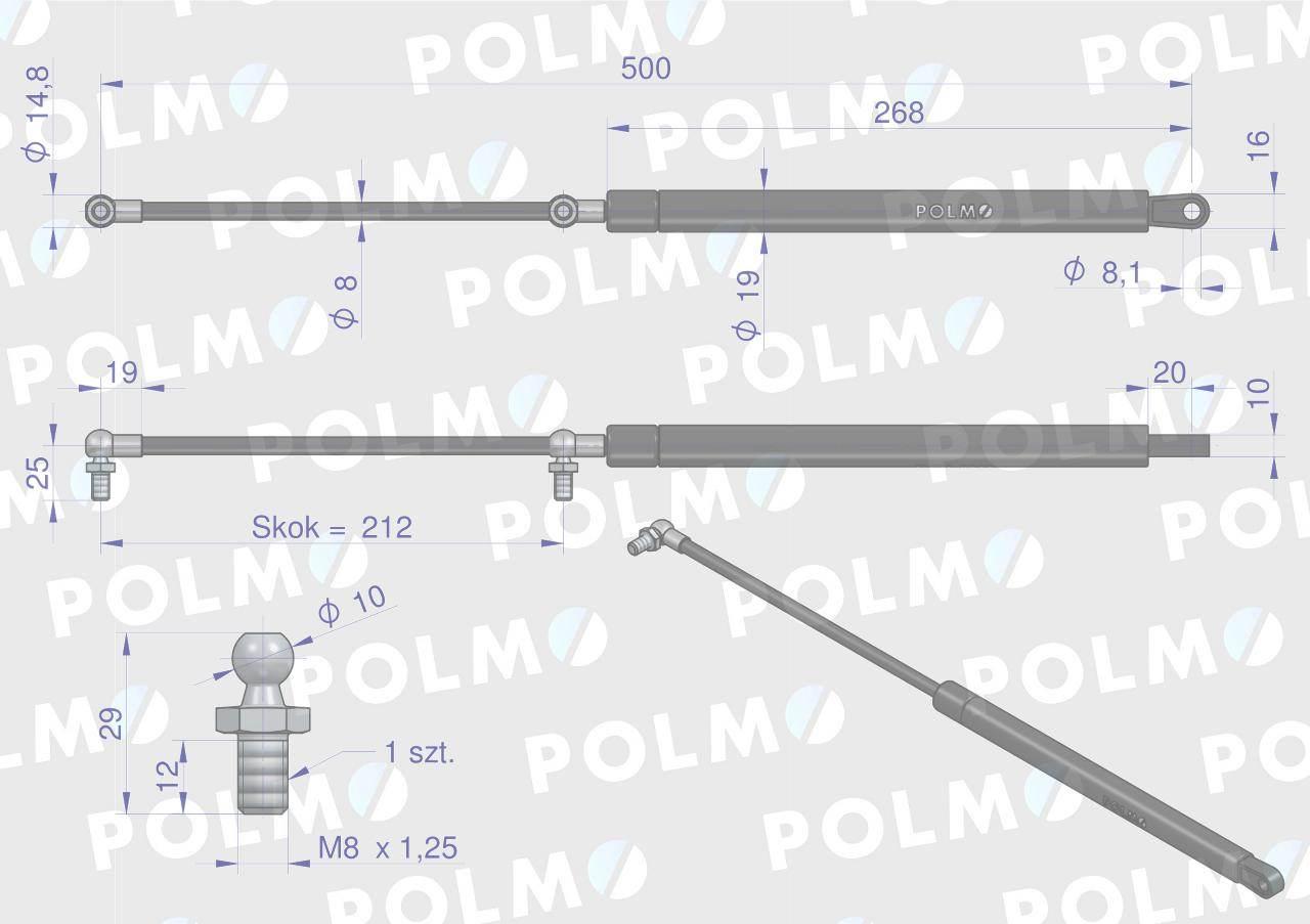 Siłownik tylnej szyby Case 3221531R1 POLMO 3221531R1P - zdjęcie 2
