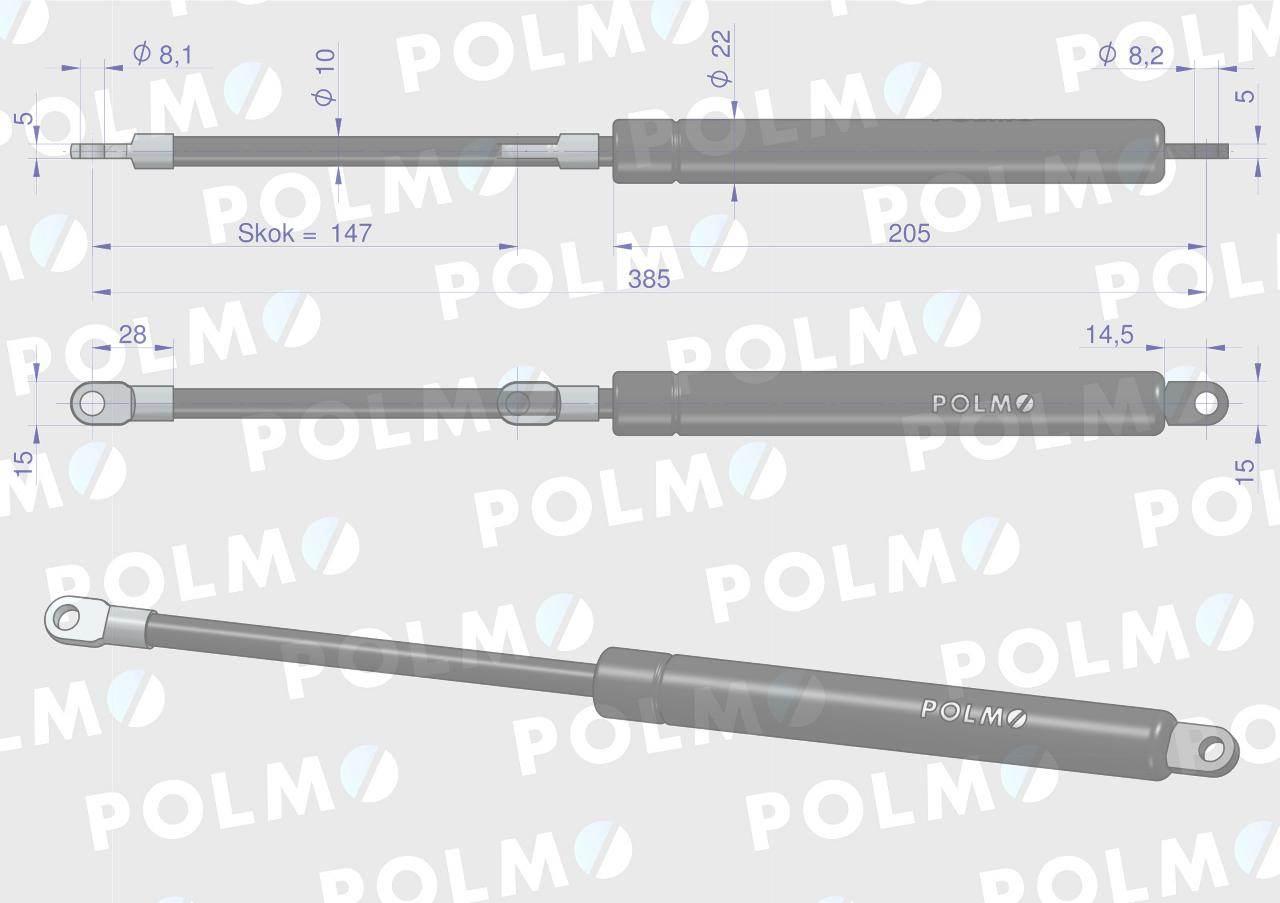 Siłownik podnoszenia maski John Deere AL78435 POLMO AL57946P - zdjęcie 2