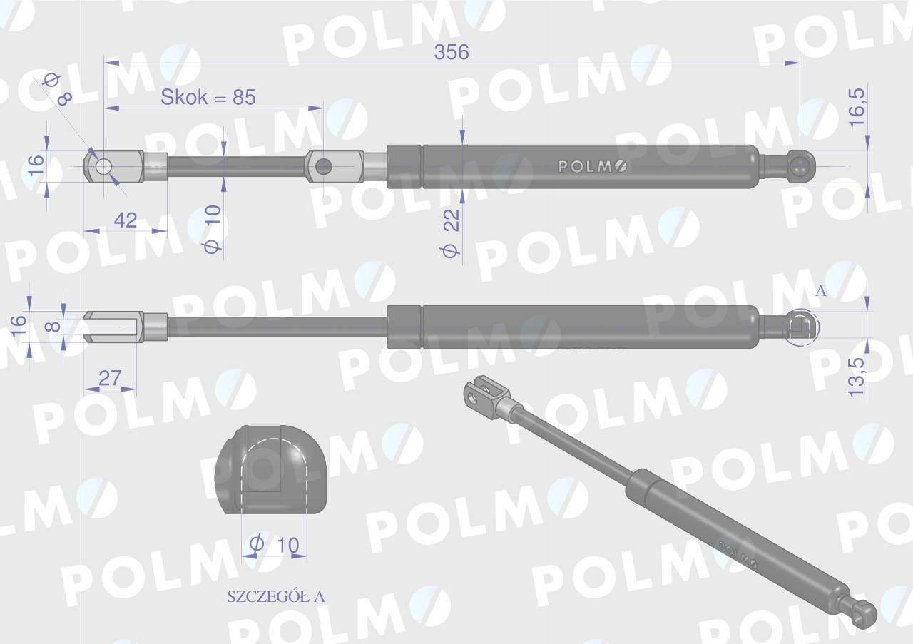 Siłownik podnoszenia maski John Deere AL77767 POLMO AL77767P - zdjęcie 2