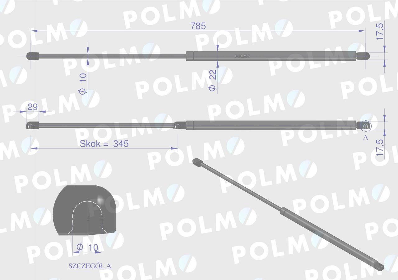 Siłownik podnoszenia maski John Deere RE63872 POLMO RE234993P - zdjęcie 2