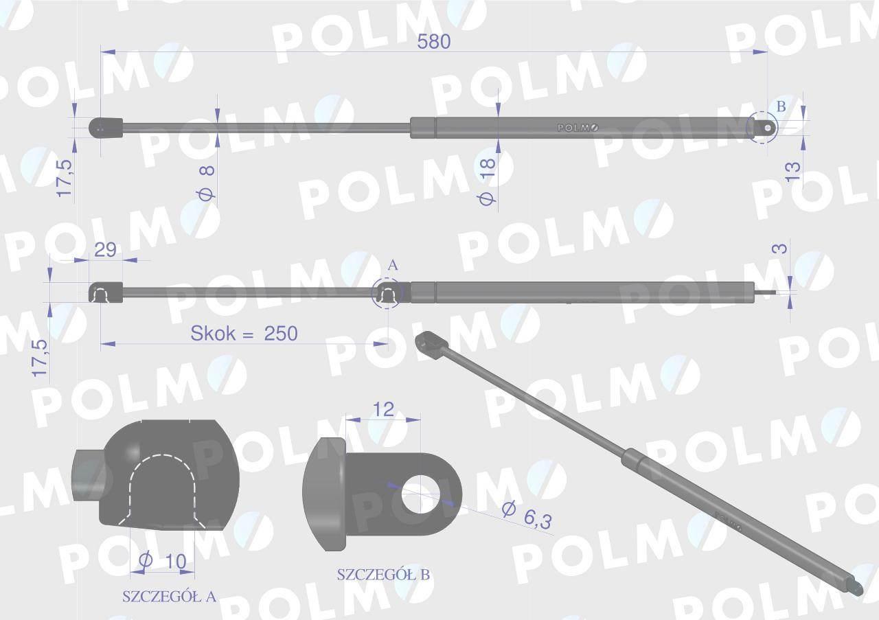 Siłownik podnoszenia maski New Holland 5166403 POLMO 5166403P - zdjęcie 2