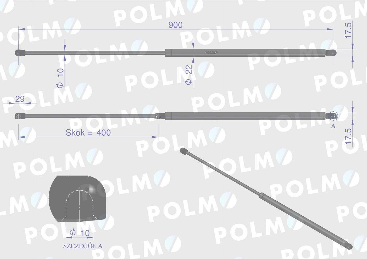 Siłownik podnoszenia maski New Holland 82007029 POLMO 82007029P - zdjęcie 2