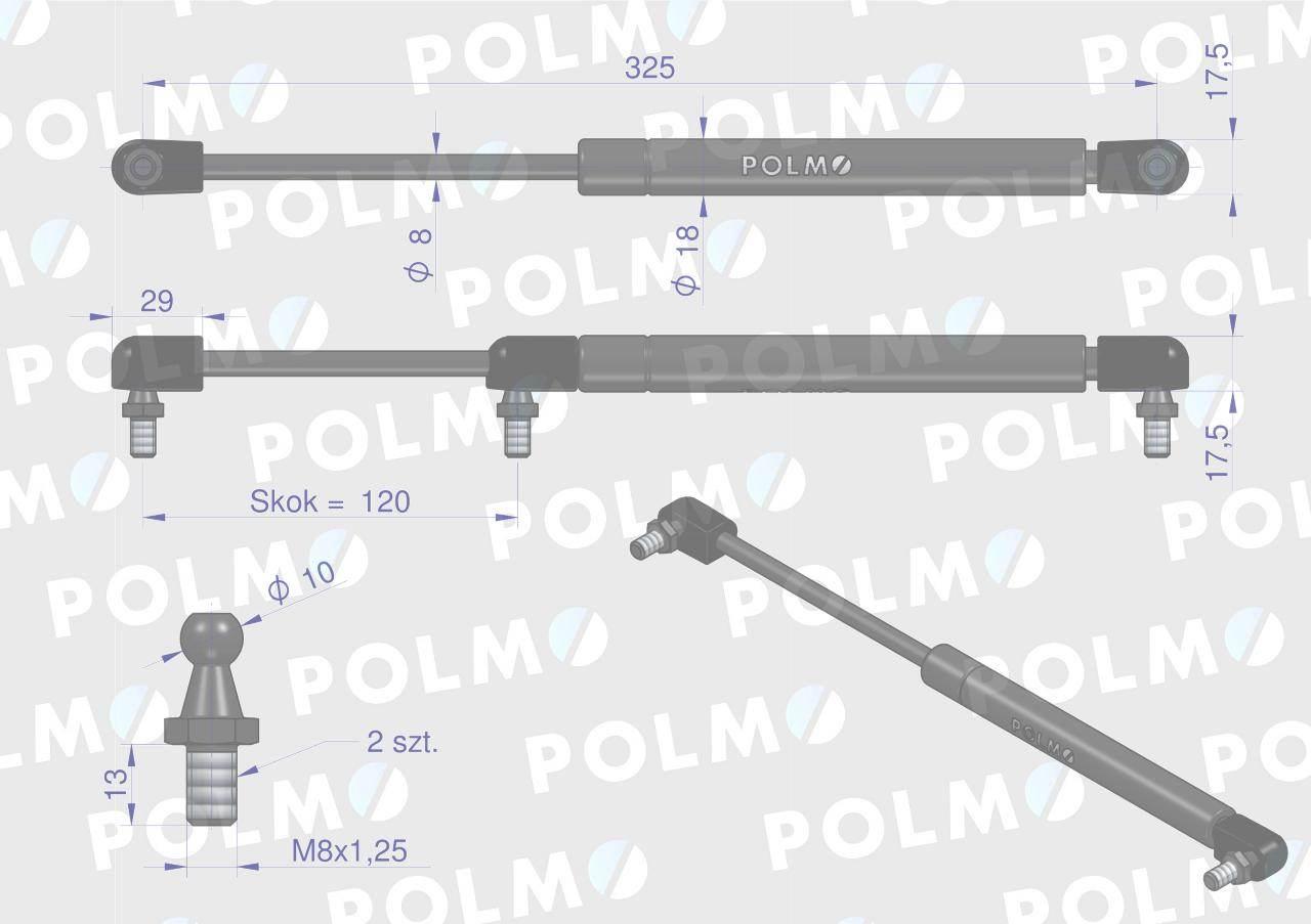 Siłownik podnoszenia maski New Holland 82019392 POLMO 82019392P - zdjęcie 2