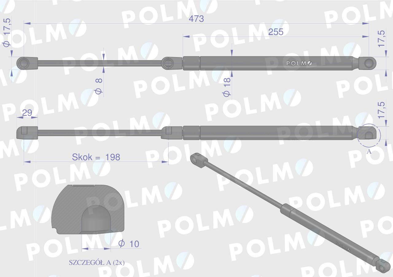 Siłownik drzwi New Holland 65498163 POLMO 65498163P - zdjęcie 2