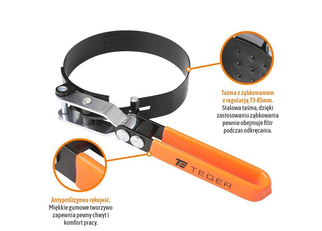 Klucz do odkręcania filtrów - taśmowy 95-110MM / TEGER T-W-KDF004 - zdjęcie 3