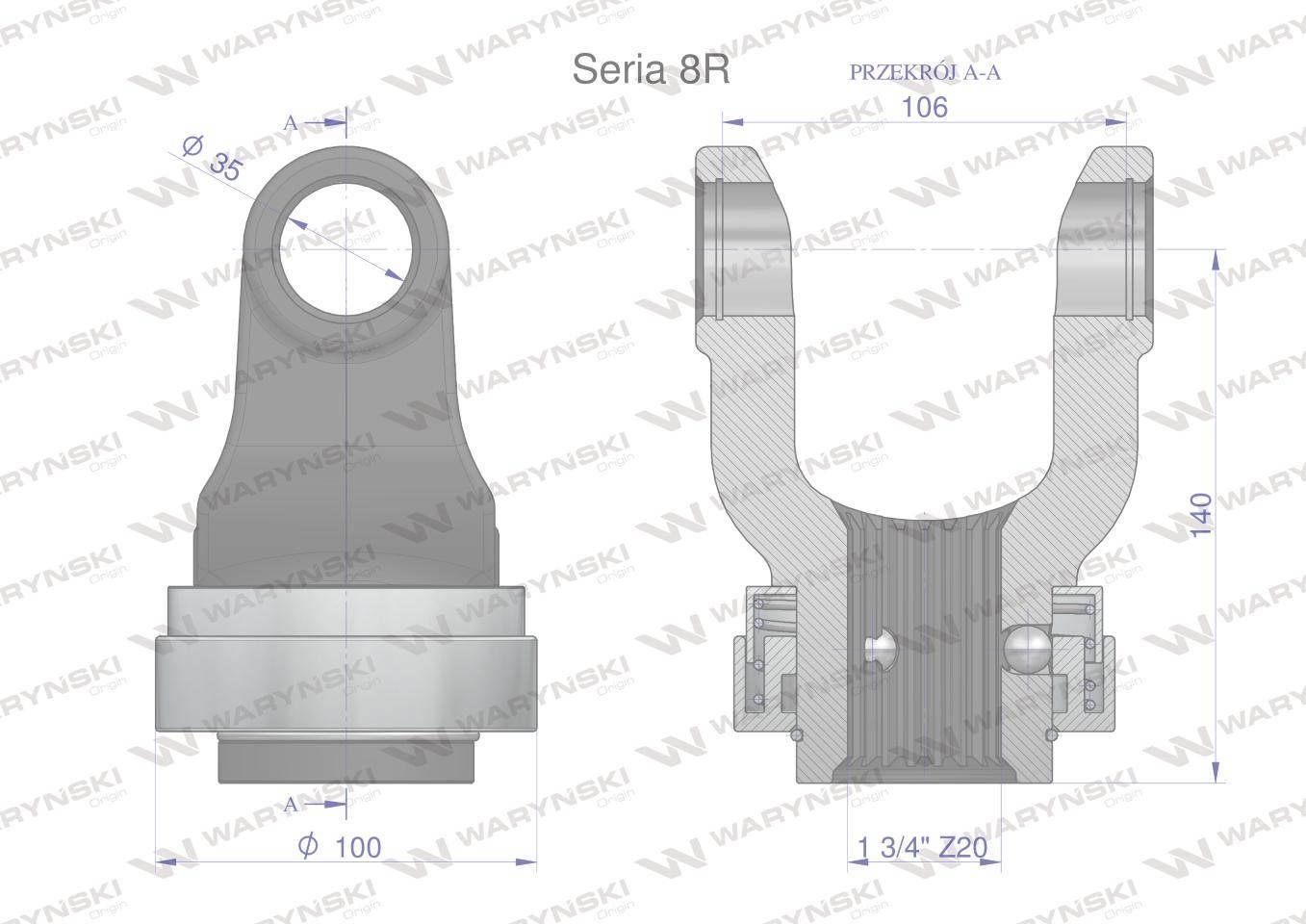 Widłak z pierścieniem 1 3/4 Z20 - 35X106 Seria 8R CE2020 Waryński WR727802 - zdjęcie 2