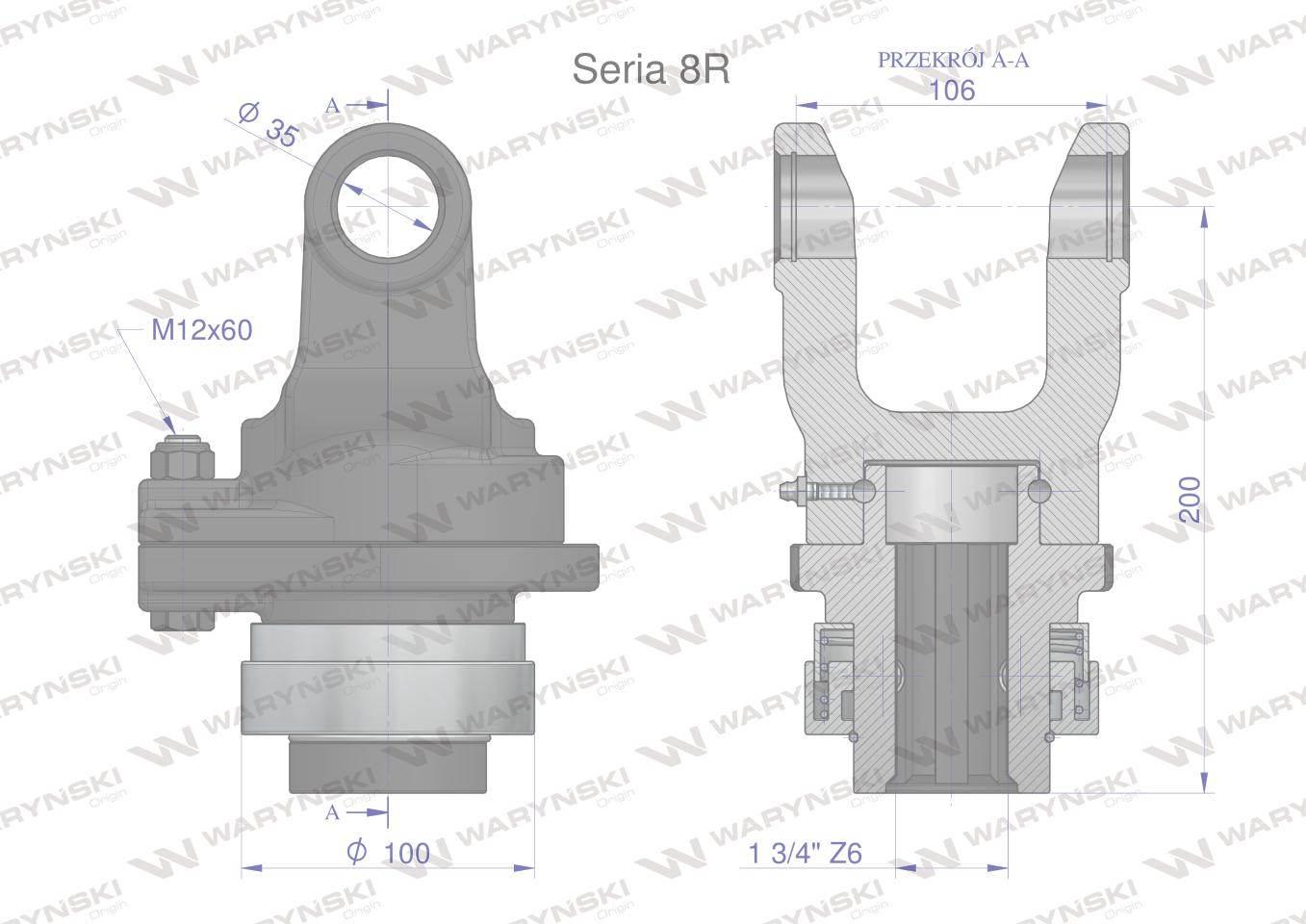 Sprzęgło na kołek wału Seria 8R 3000Nm - 35x106 - 1 3/4 Z6 WARYŃSKI - zdjęcie 3