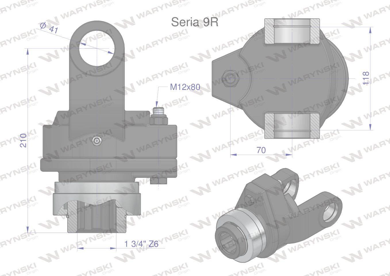 Sprzęgło na kołek wału Seria 9R 4500Nm - 41x118 - 1 3/4 Z6 WARYŃSKI - zdjęcie 3