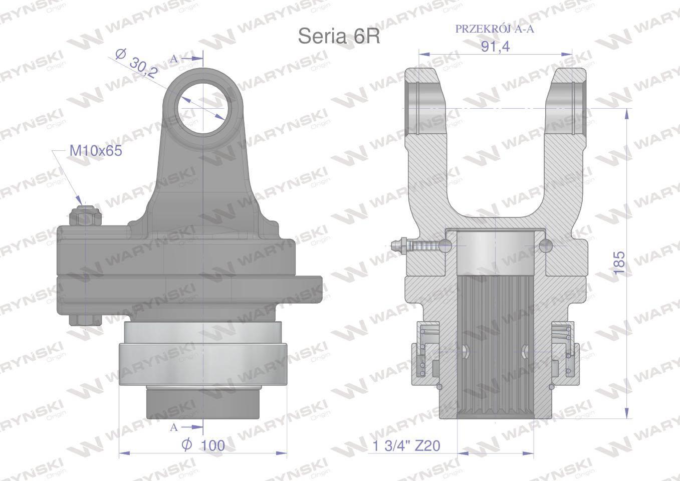 Sprzęgło na kołek wału Seria 6R 2200Nm - 30x92 - 1 3/4 Z20 WARYŃSKI - zdjęcie 2