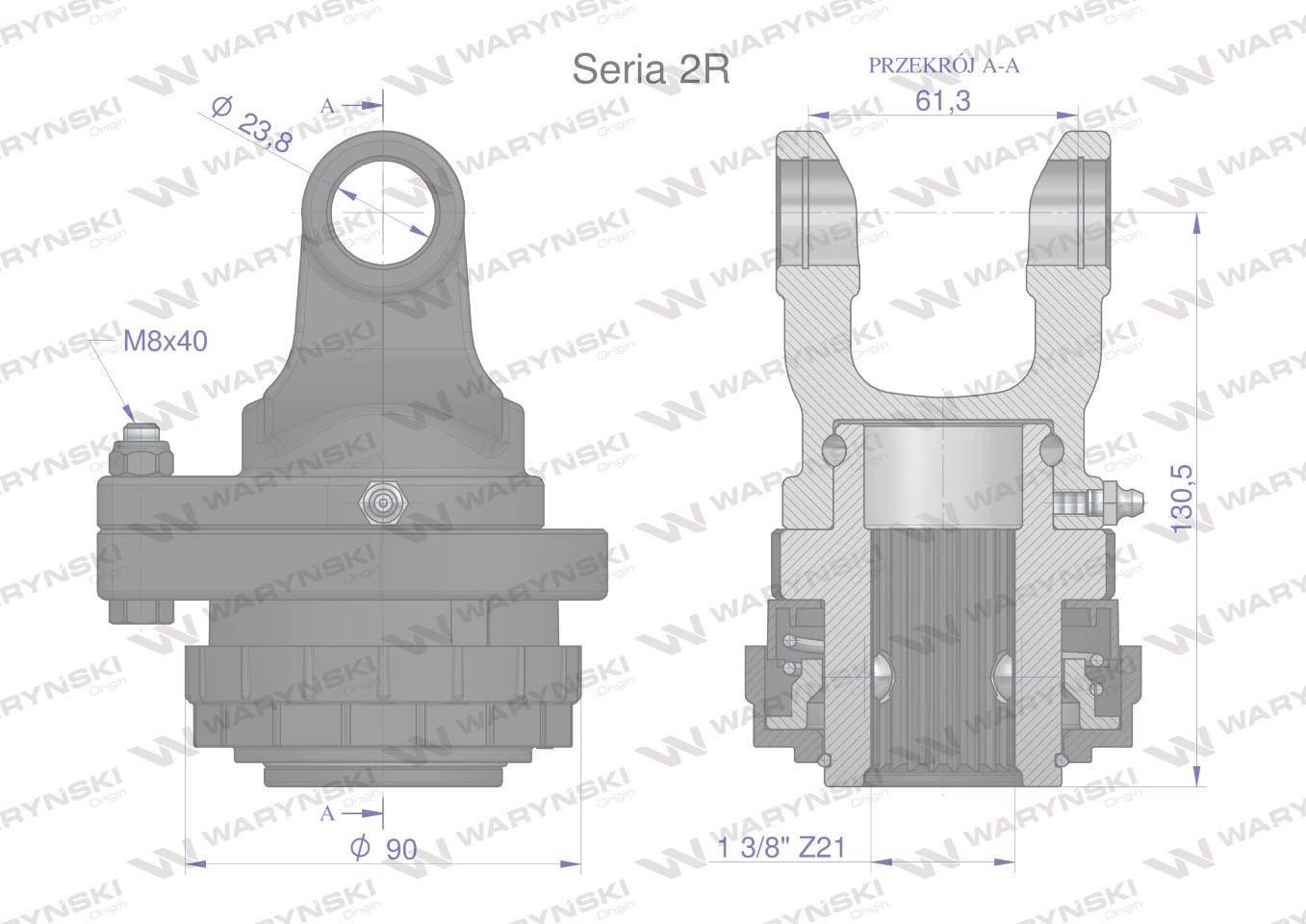 Sprzęgło na kołek wału Seria 2R 900Nm - 24x61 - 1 3/8 Z21 WARYŃSKI - zdjęcie 2
