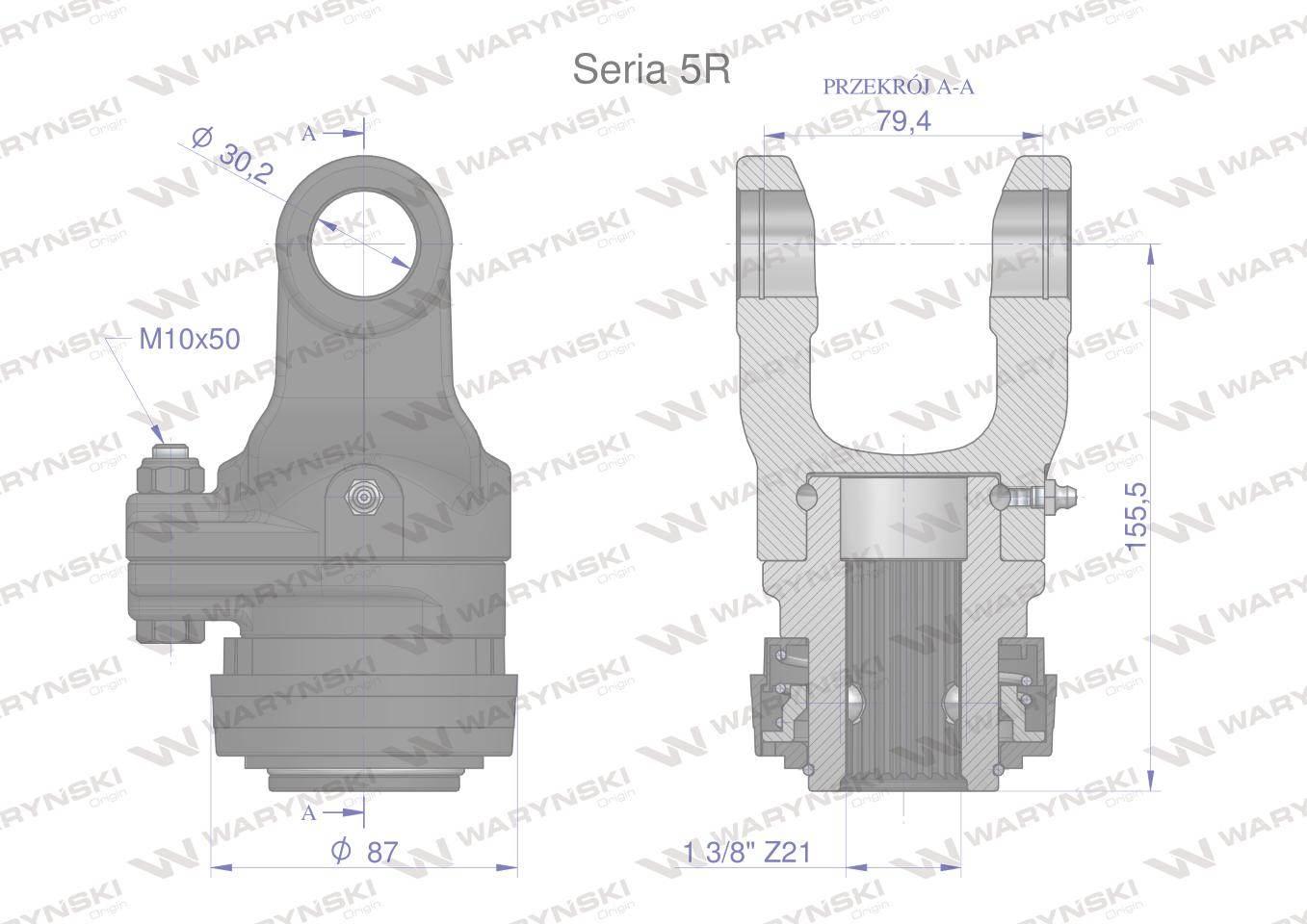 Sprzęgło na kołek wału Seria 5R 2200Nm - 30x80 - 1 3/8 Z21 WARYŃSKI - zdjęcie 3
