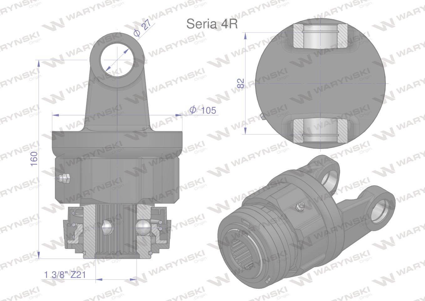 Sprzęgło jednokierunkowe prawe wału Seria 4R - 27x82 - 1 3/8 Z21 WARYŃSKI - zdjęcie 2