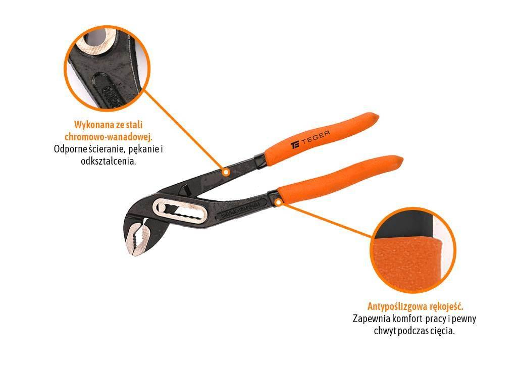 Szczypce nastawne do rur 180 mm / TEGER T-W-SZB006 - zdjęcie 3
