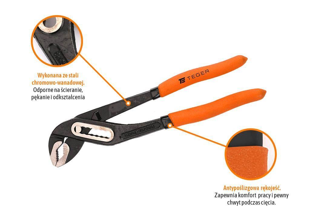 Szczypce nastawne do rur 250 mm / TEGER T-W-SZB007 - zdjęcie 3