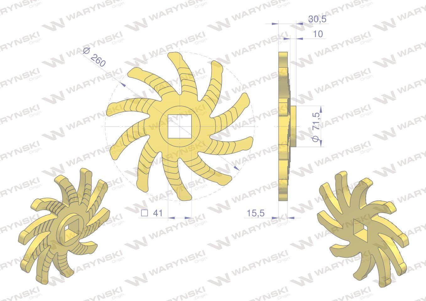 Tarcza sortująca prawa. 10 palców. 256 x 30 x 40.5 mm zastosowanie 08800823 - zdjęcie 3