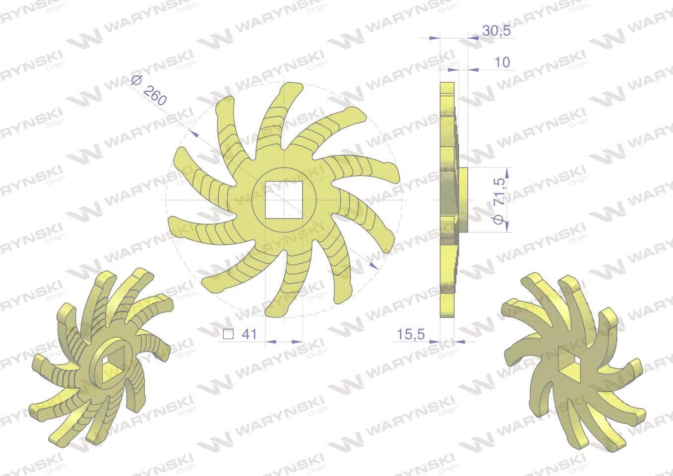 Tarcza sortująca lewa. 10 palców. 256 x 30 x 40.5 mm zastosowanie 08800825 - zdjęcie 3