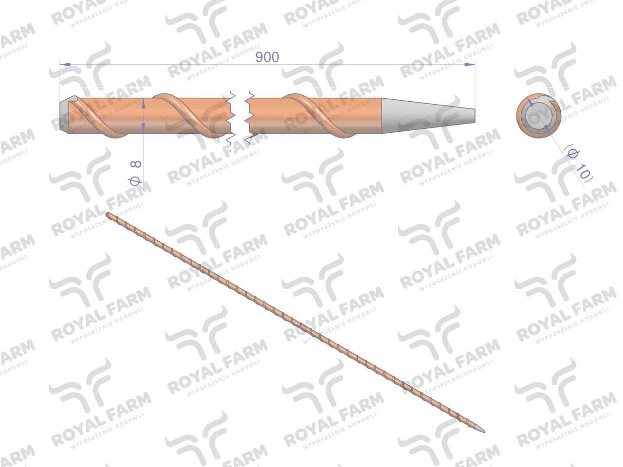 Palik Słupek z włókna szklanego 8mm L-900 ROYAL FARM 10szt RF-102008090 - zdjęcie 3